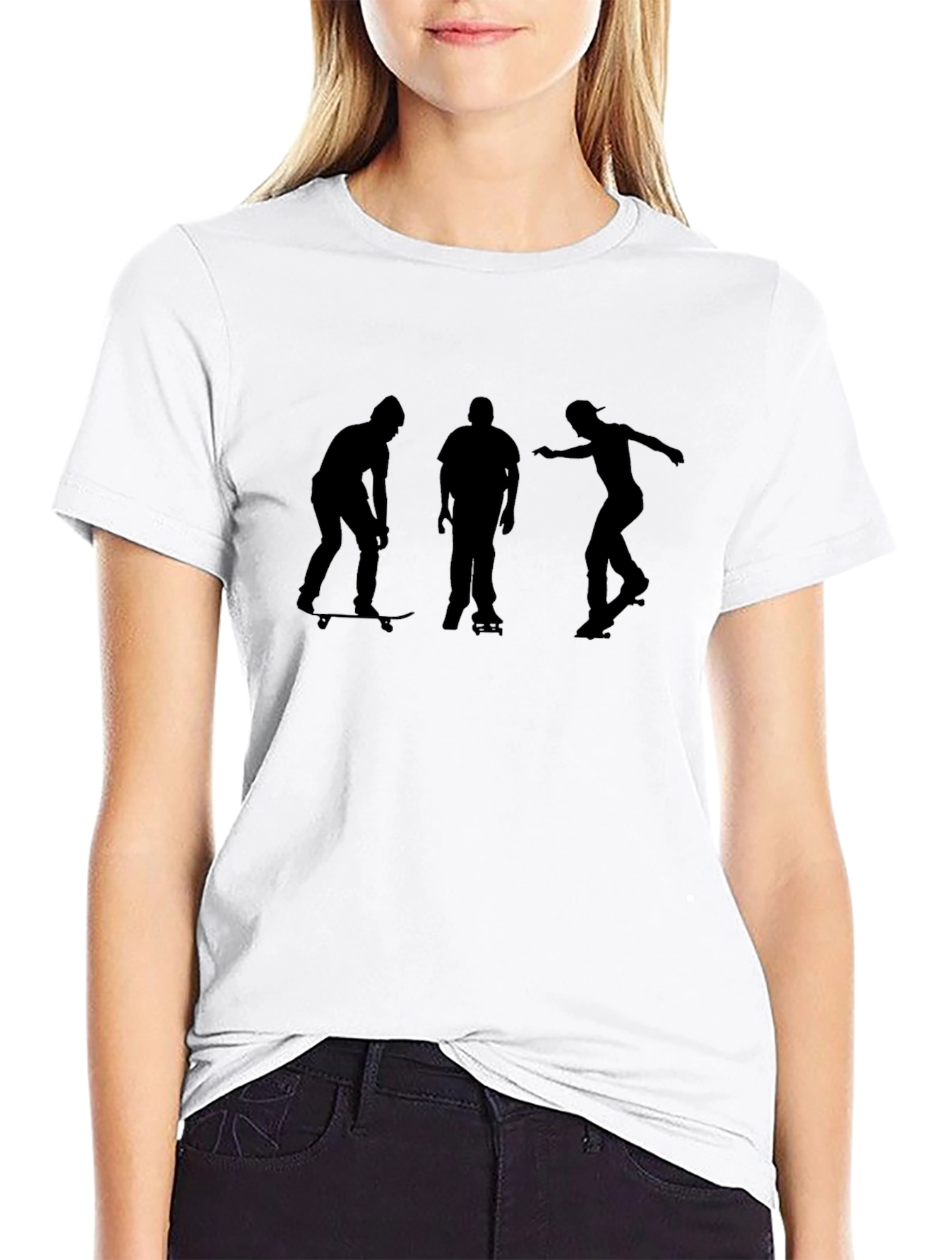 Skateboarding Silhouette Graphic Tee - Black