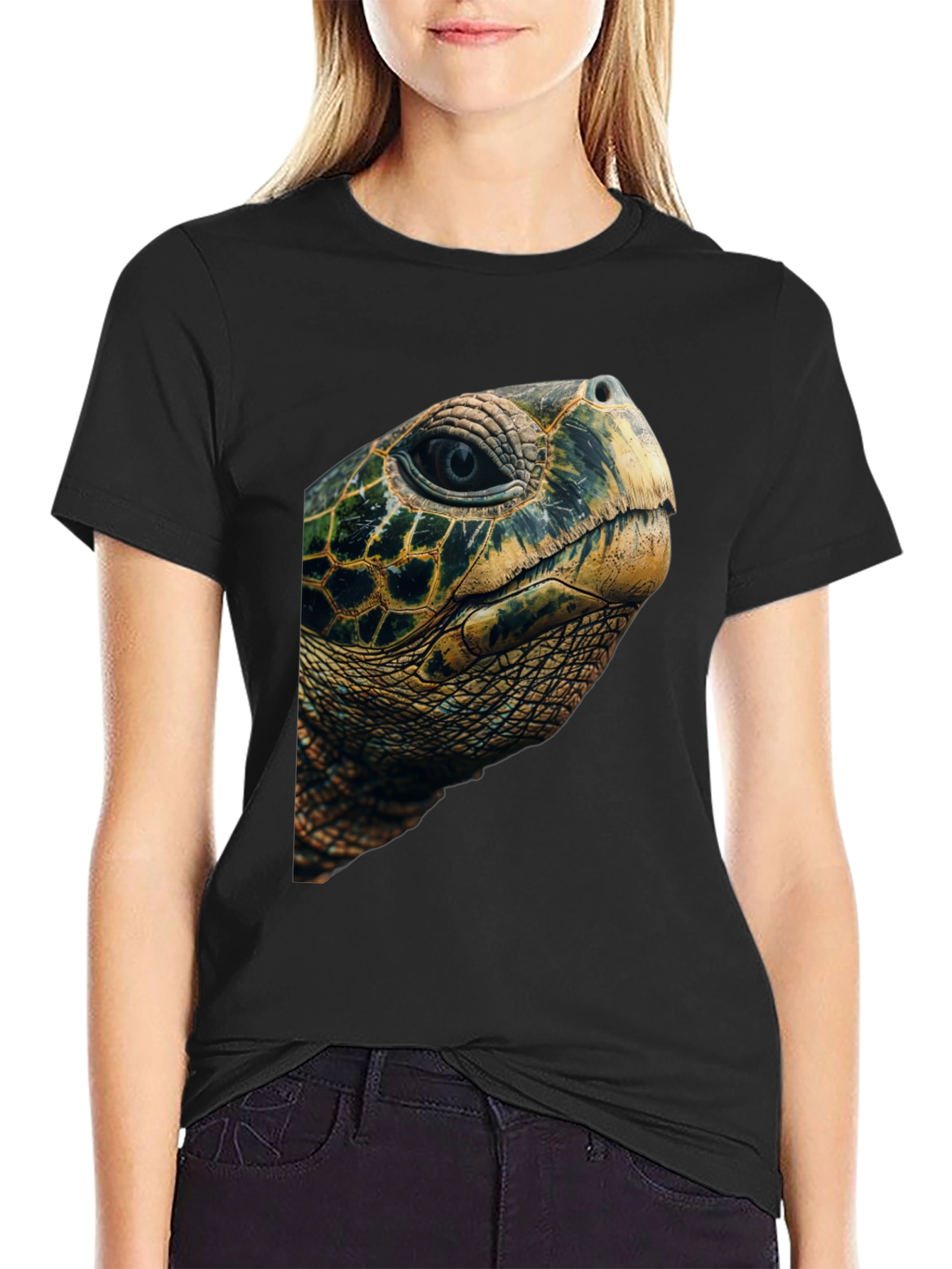 Sea Turtle Graphic Tee - Black Cotton Blend T-Shirt