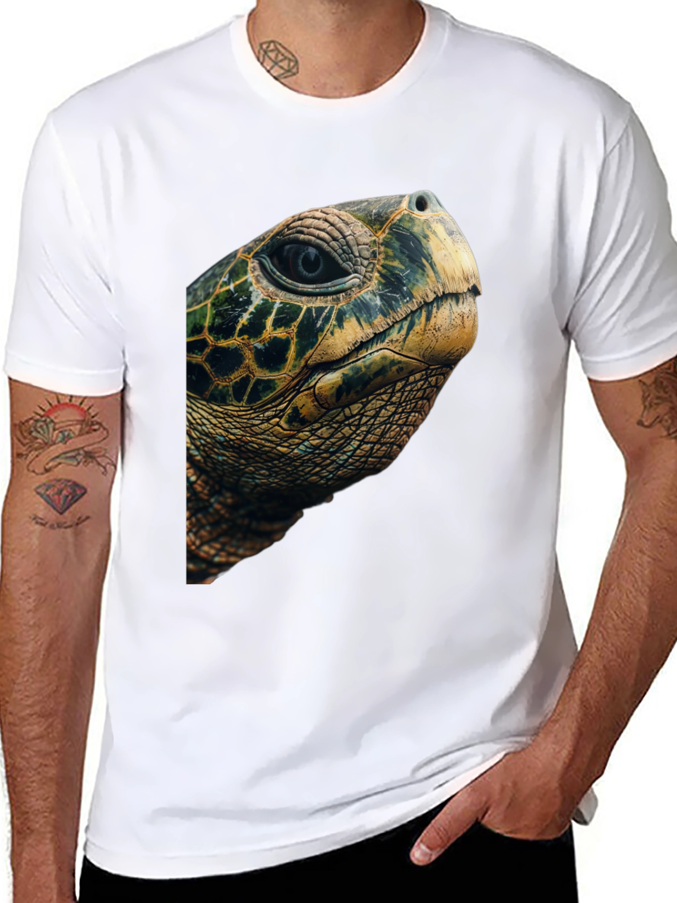 Sea Turtle Graphic Tee - Black Cotton Blend T-Shirt