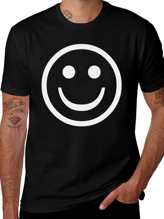 Smiley Face Graphic Tee - Black
