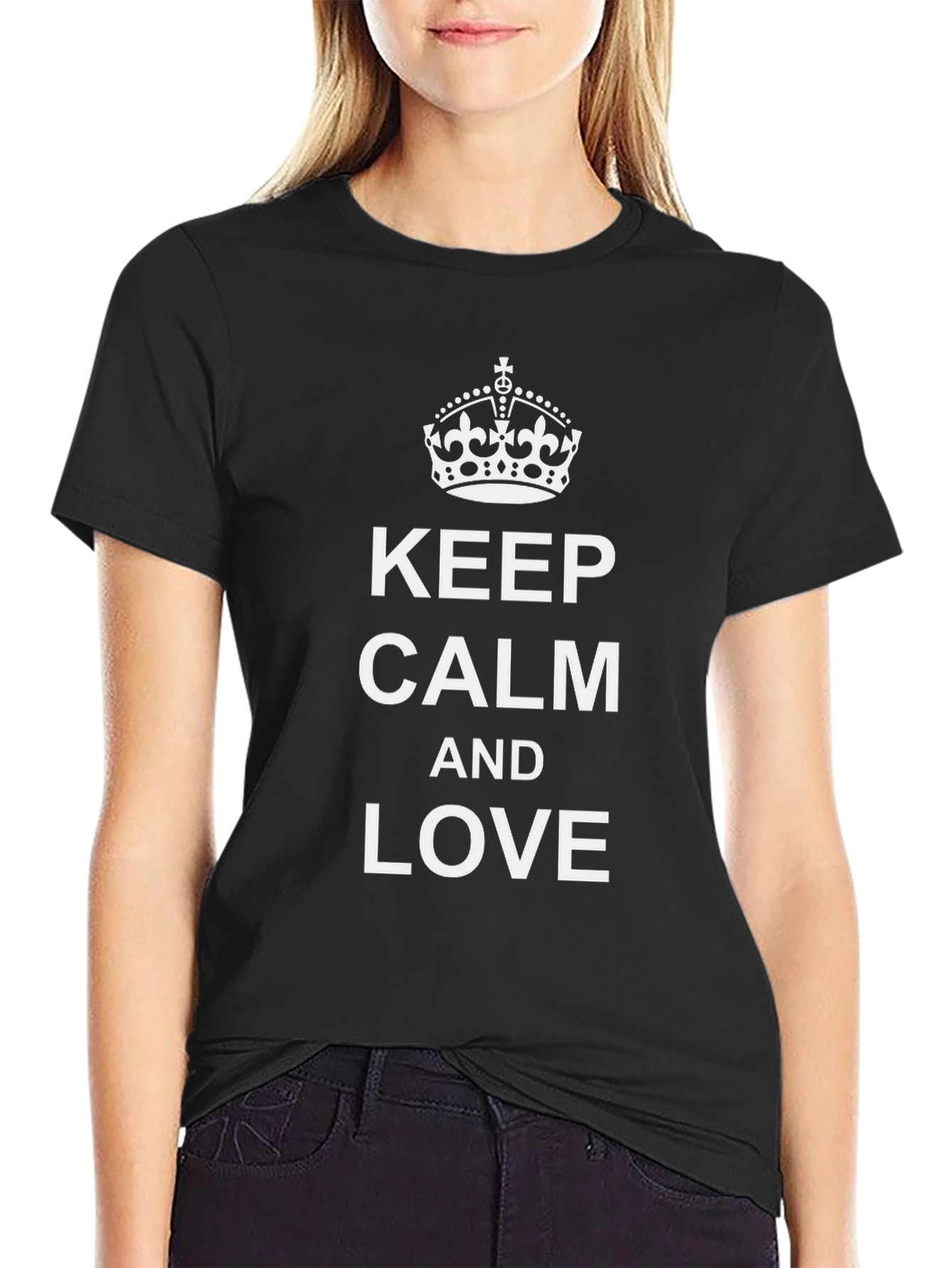 Keep Calm and Love Black Graphic T-Shirt