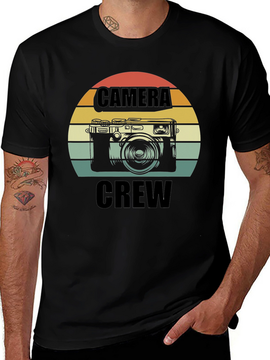 Camera Crew Retro Style Graphic Tee