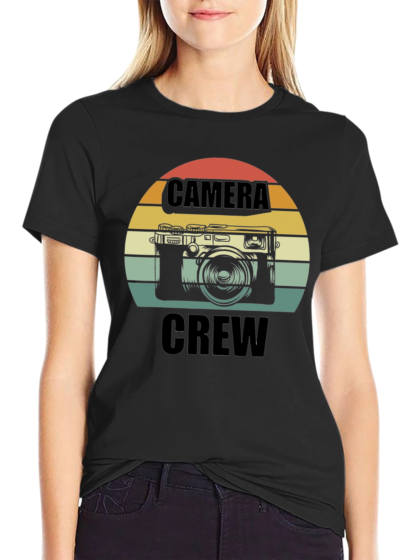 Camera Crew Retro Style Graphic Tee