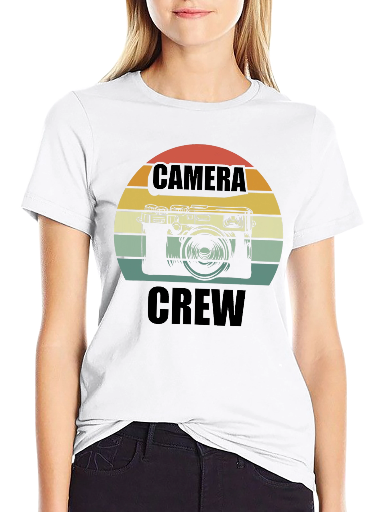 Camera Crew Retro Style Graphic Tee