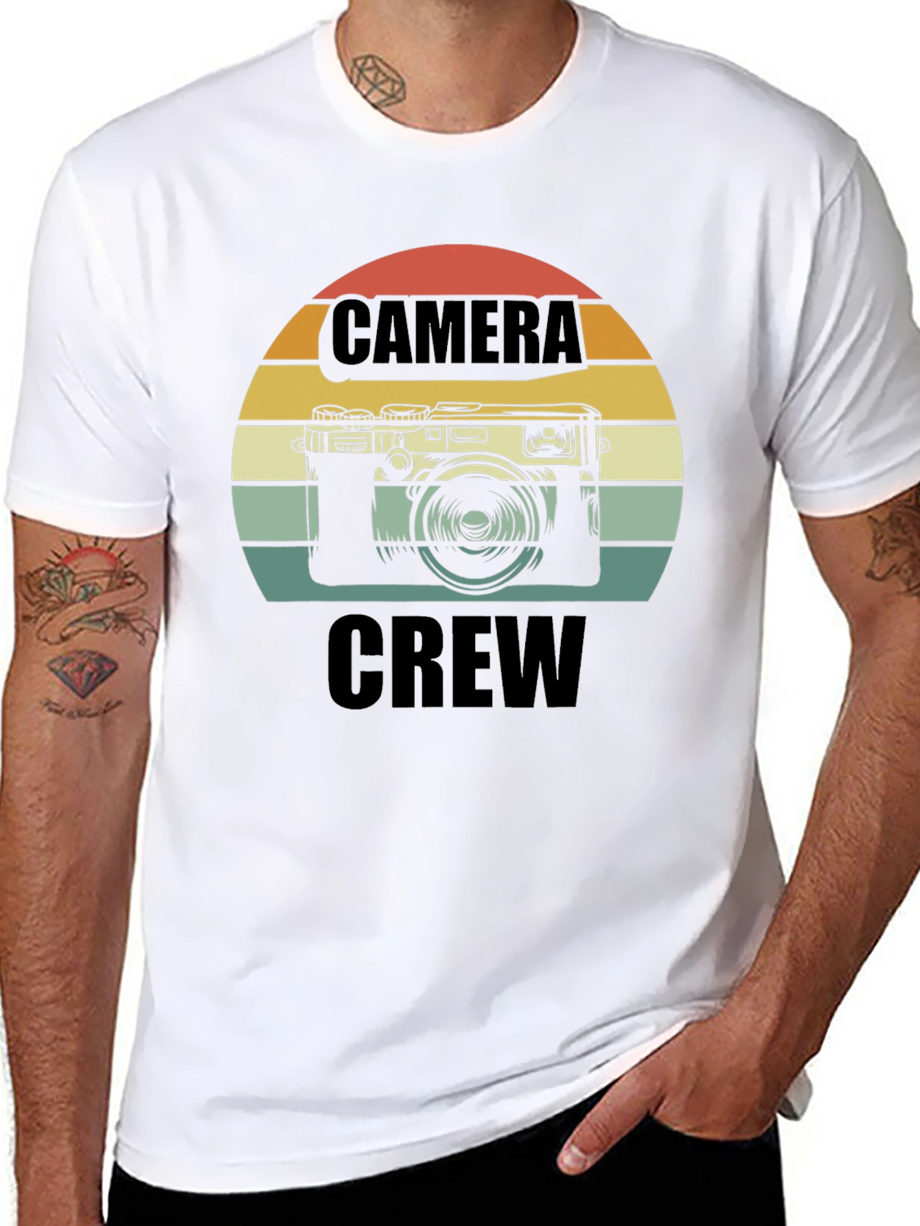 Camera Crew Retro Style Graphic Tee