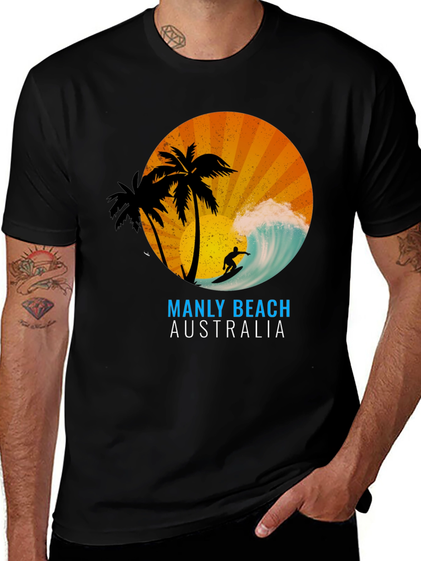 Manly Beach Australia Graphic T-Shirt