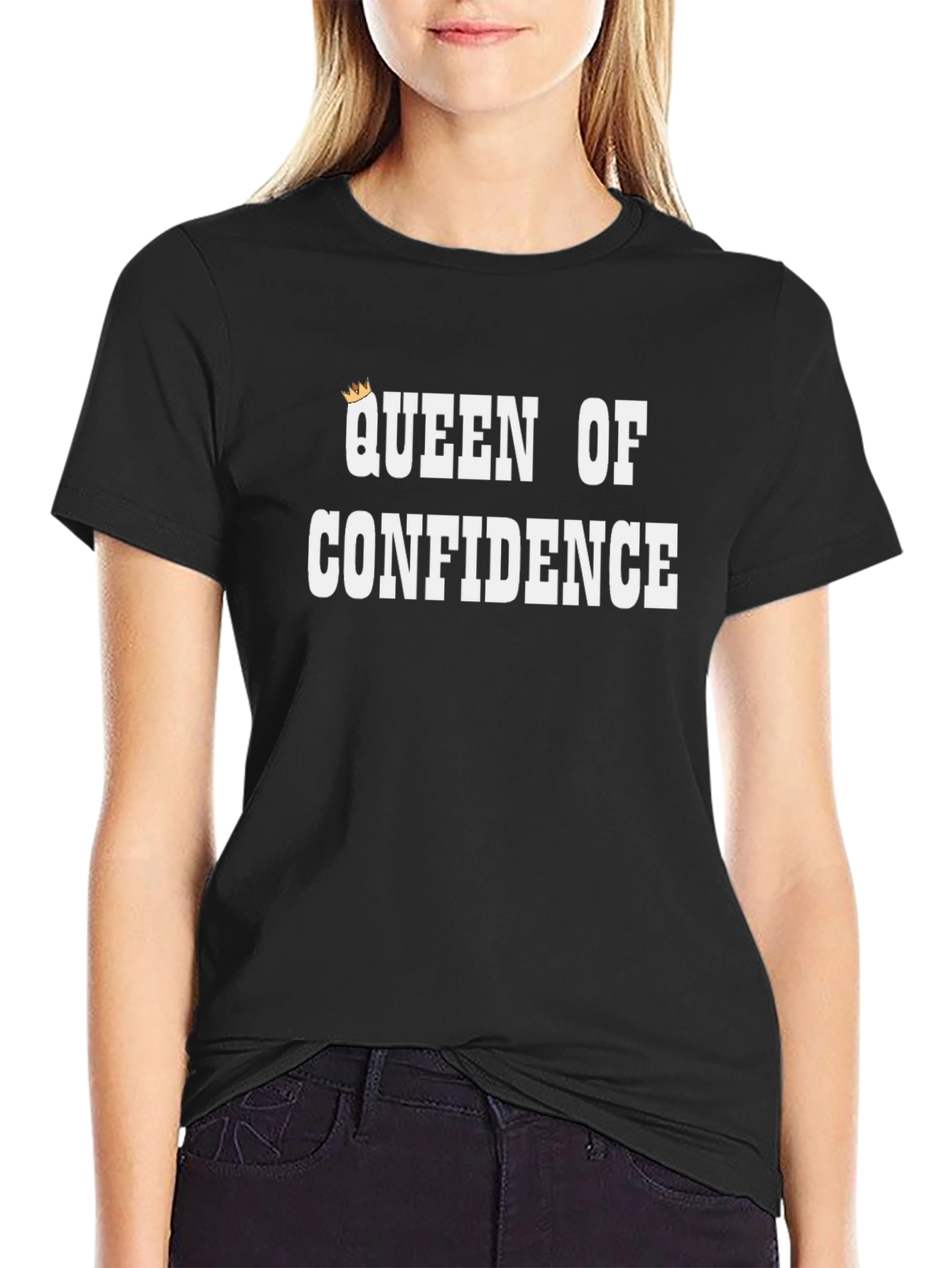 Queen of Confidence Black Graphic T-Shirt