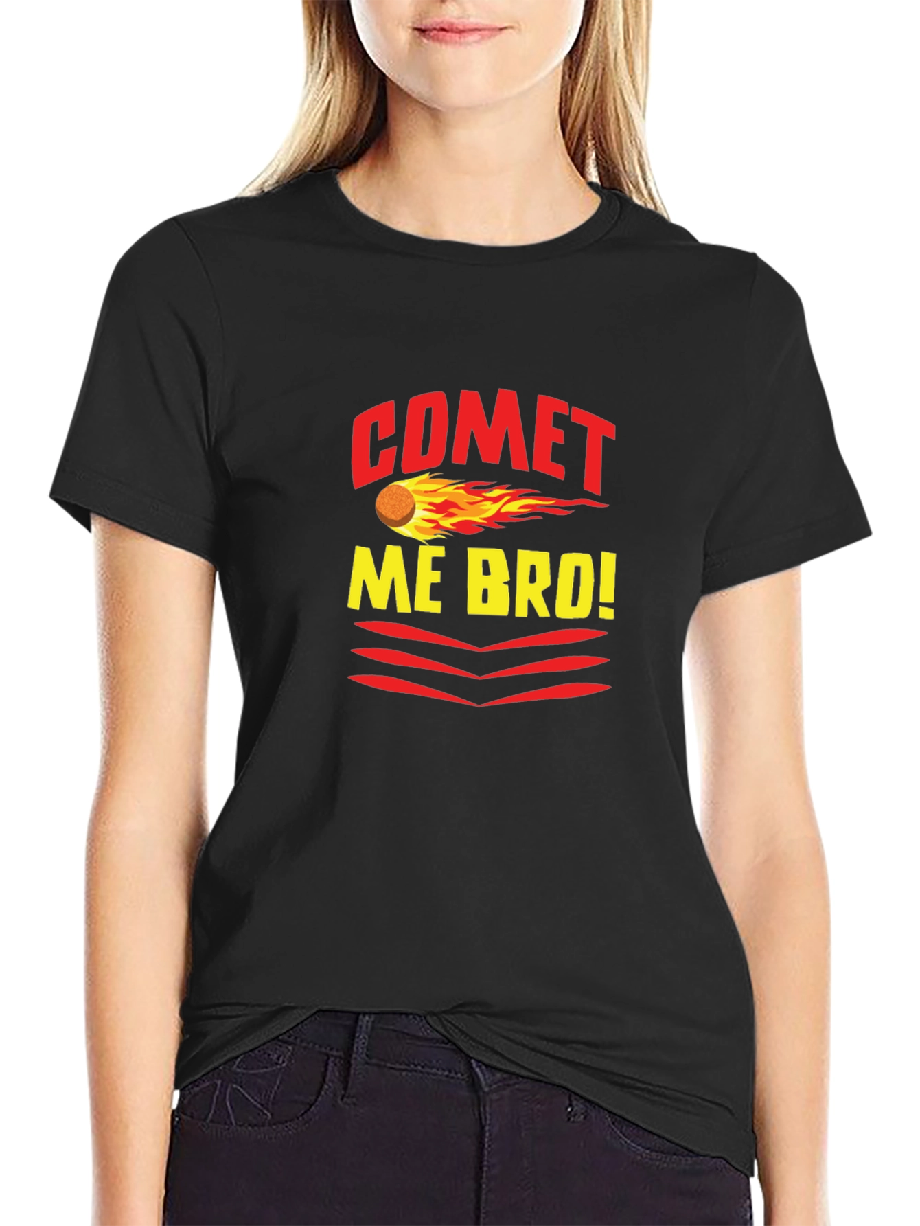 Comet Me Bro! Graphic Tee - Trendy Black T-Shirt