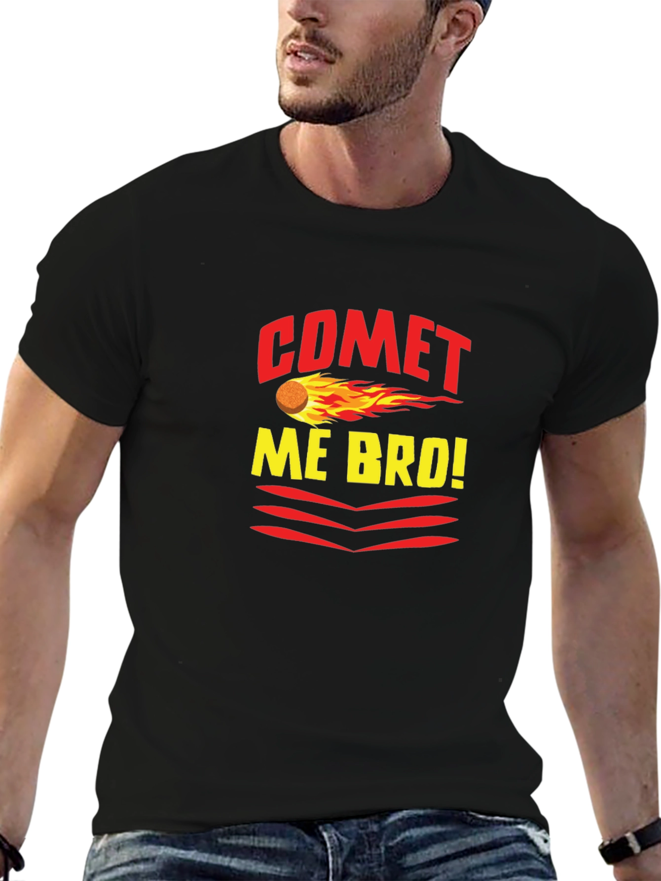 Comet Me Bro! Graphic Tee - Trendy Black T-Shirt