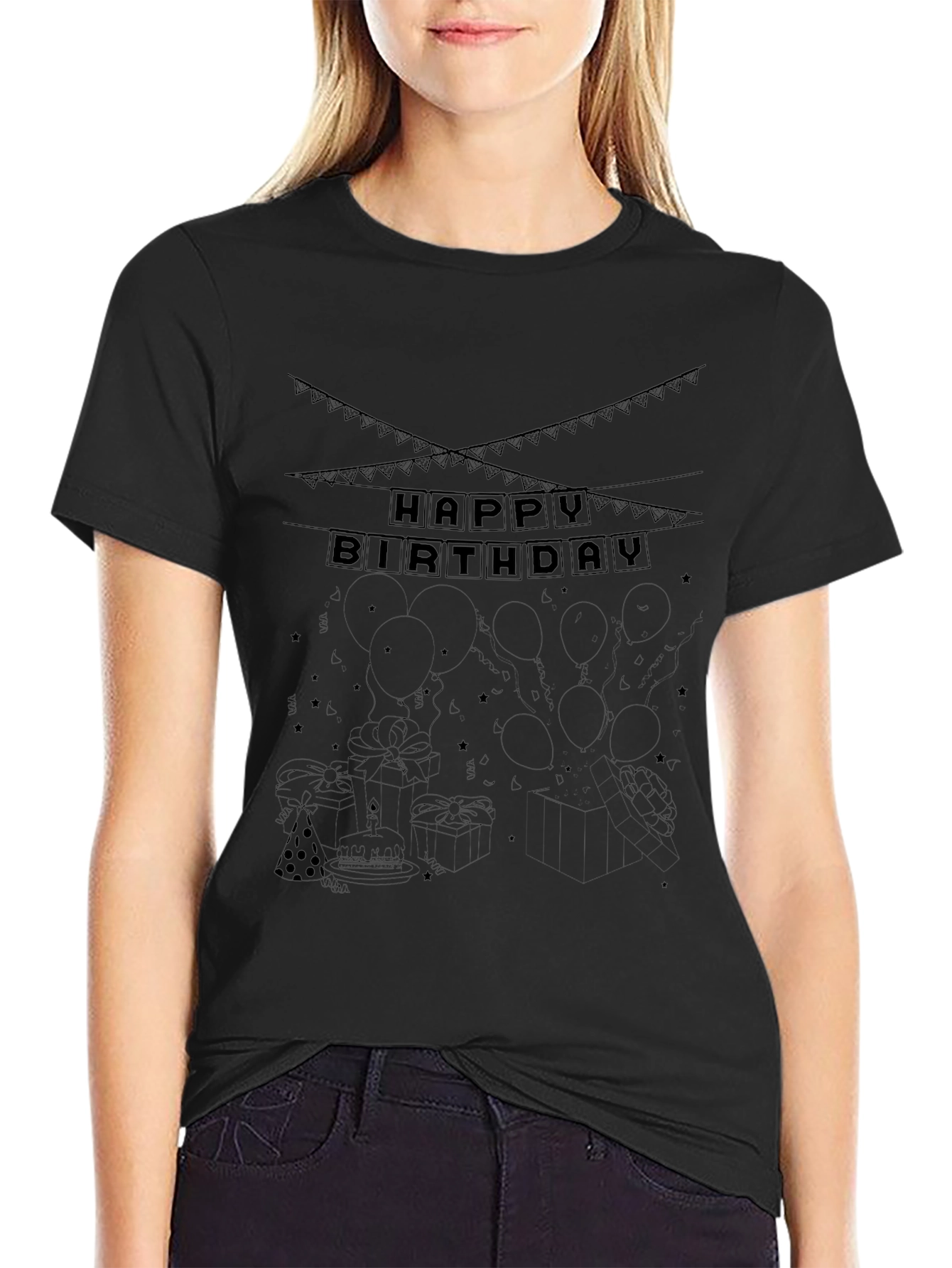 Happy Birthday Graphic T-Shirt - Black