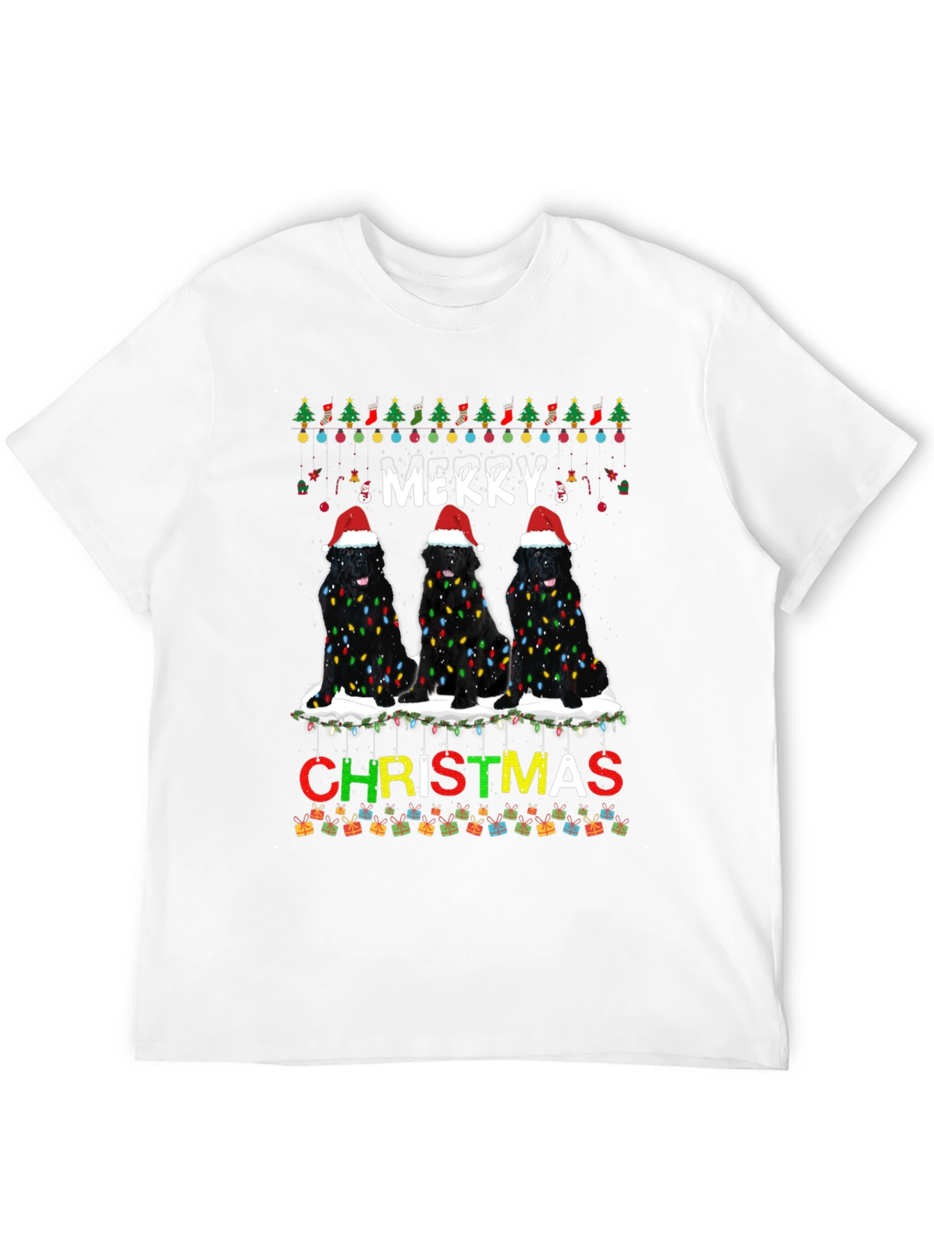 Merry Christmas Newfoundland Dog T-Shirt