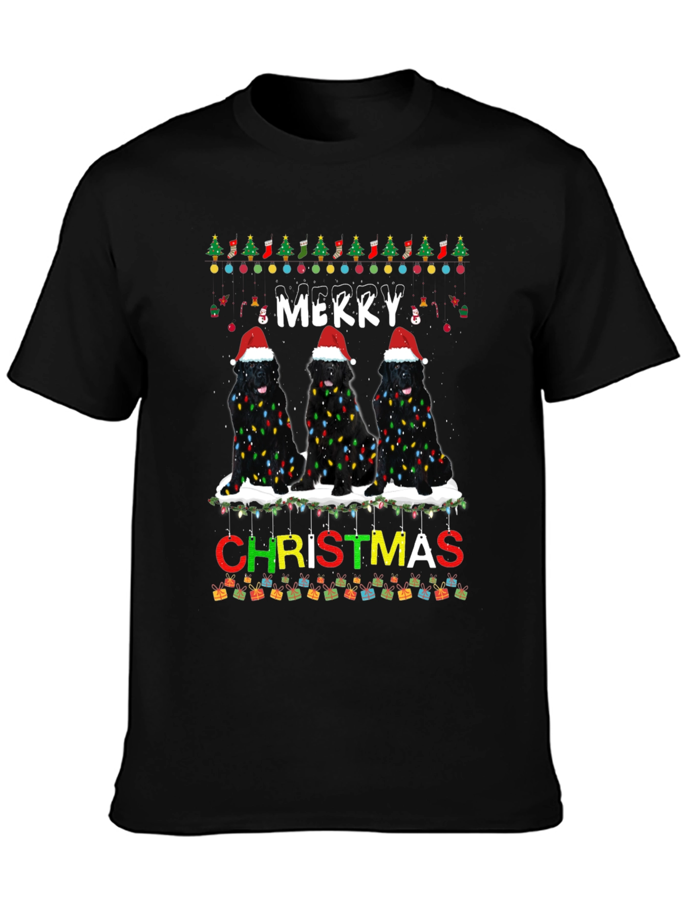 Merry Christmas Newfoundland Dog T-Shirt