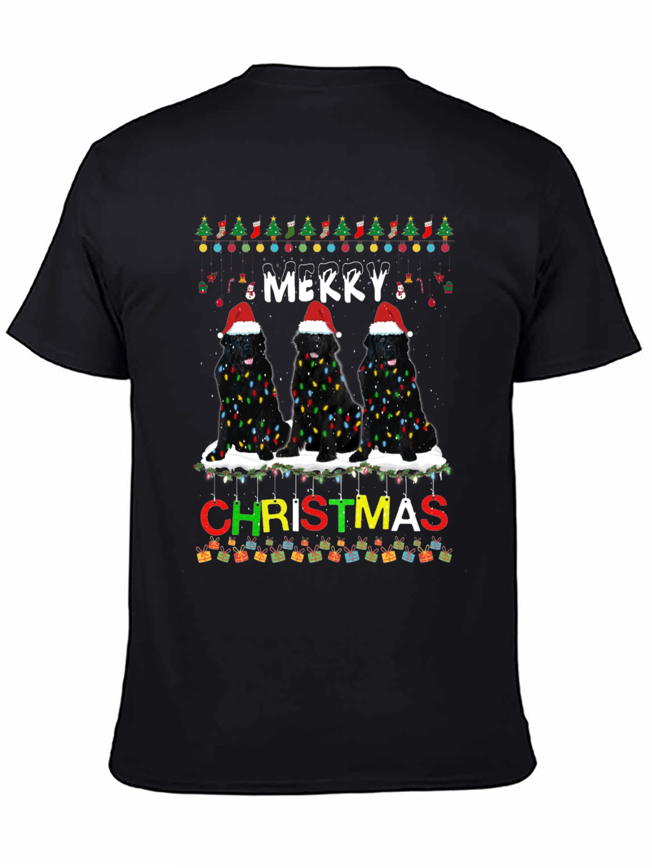 Merry Christmas Newfoundland Dog T-Shirt