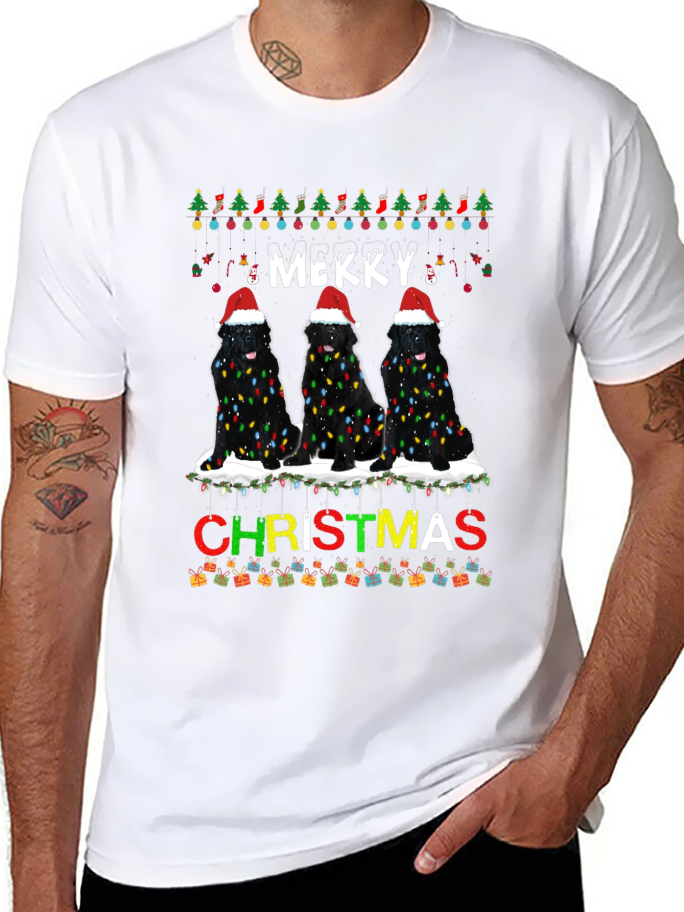Merry Christmas Newfoundland Dog T-Shirt