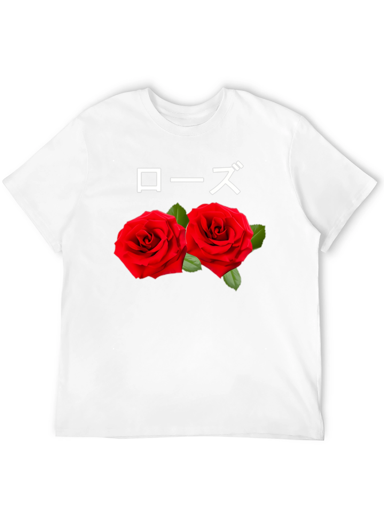 Rose T-Shirt: Japanese Text & Floral Design