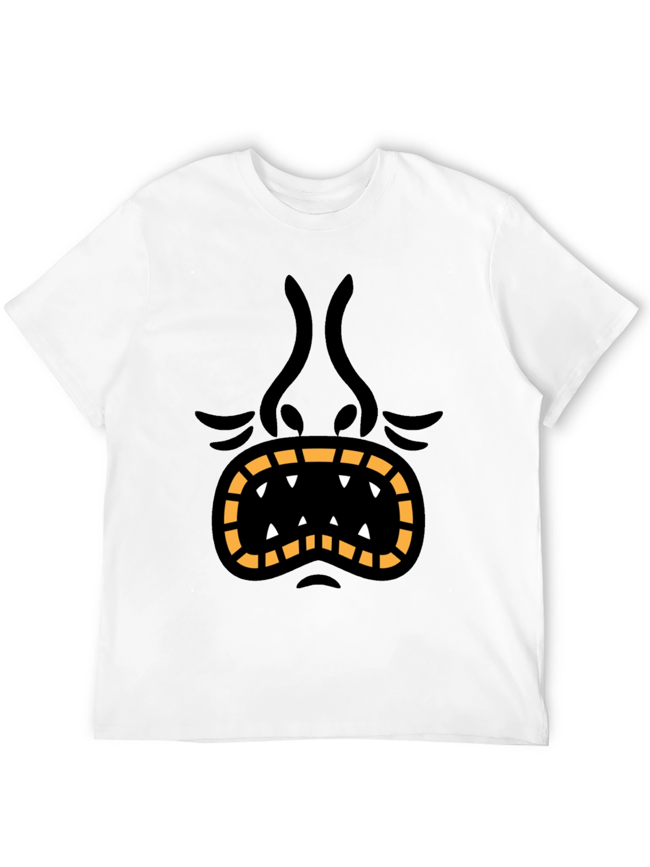 Monster Face Graphic Tee - Black Cotton T-Shirt