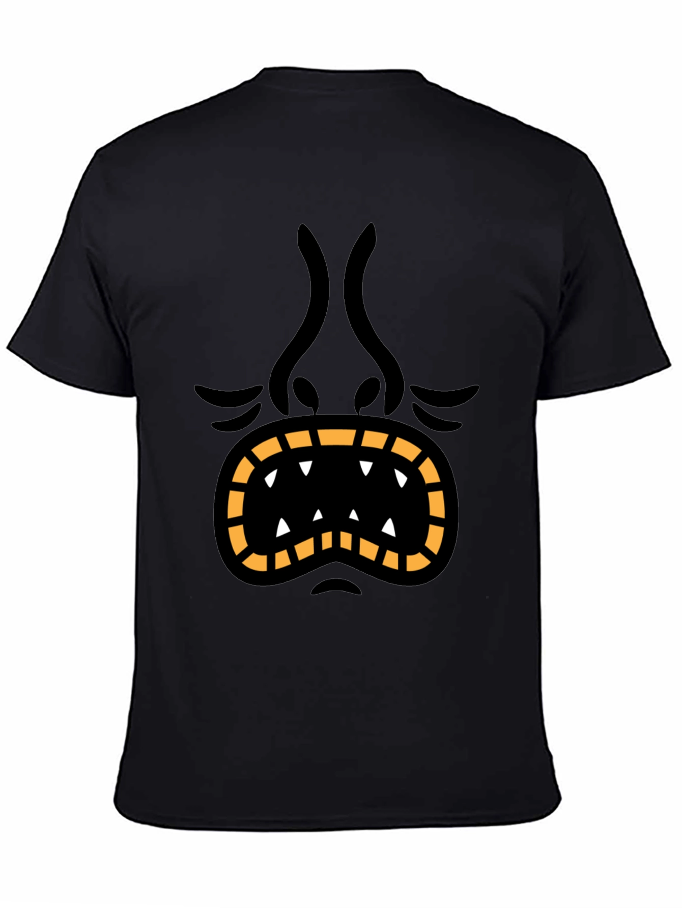 Monster Face Graphic Tee - Black Cotton T-Shirt
