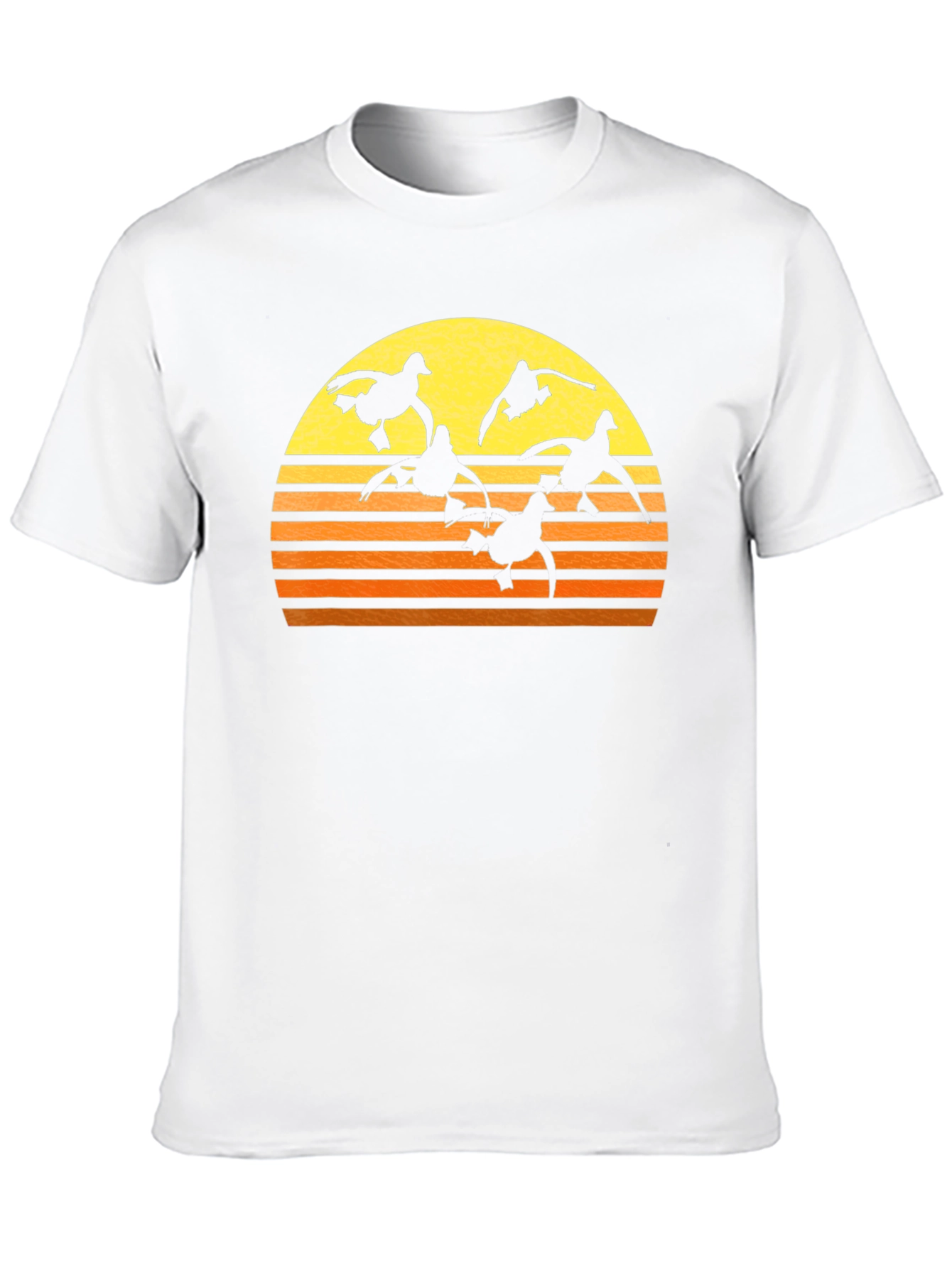 Sunset Ducks Graphic Tee - Black Cotton T-Shirt