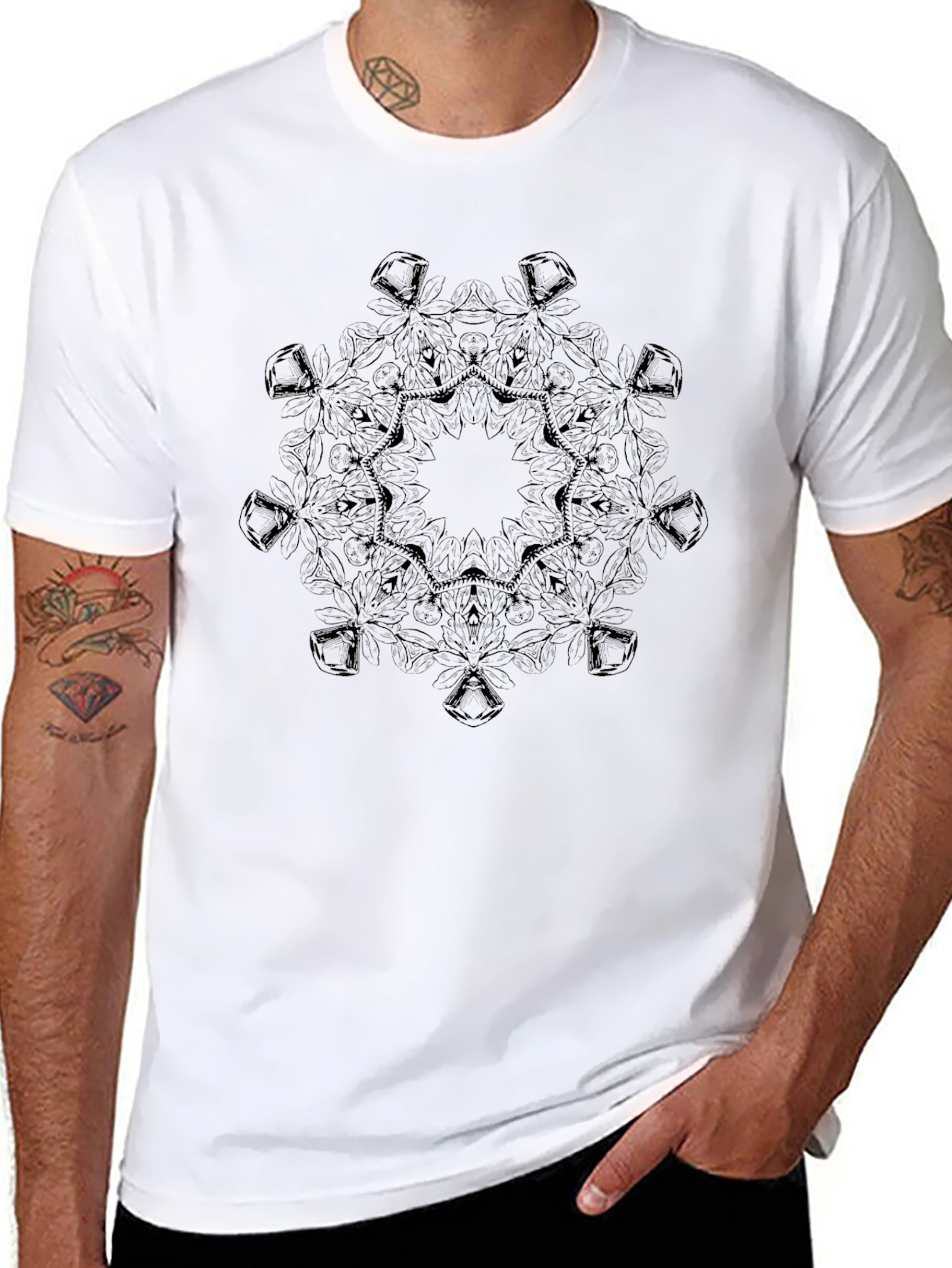 Abstract Mandala Graphic Black T-Shirt