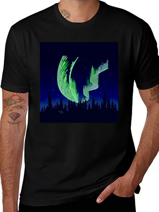 Northern Lights Graphic Tee - Black Cotton Casual Shirt