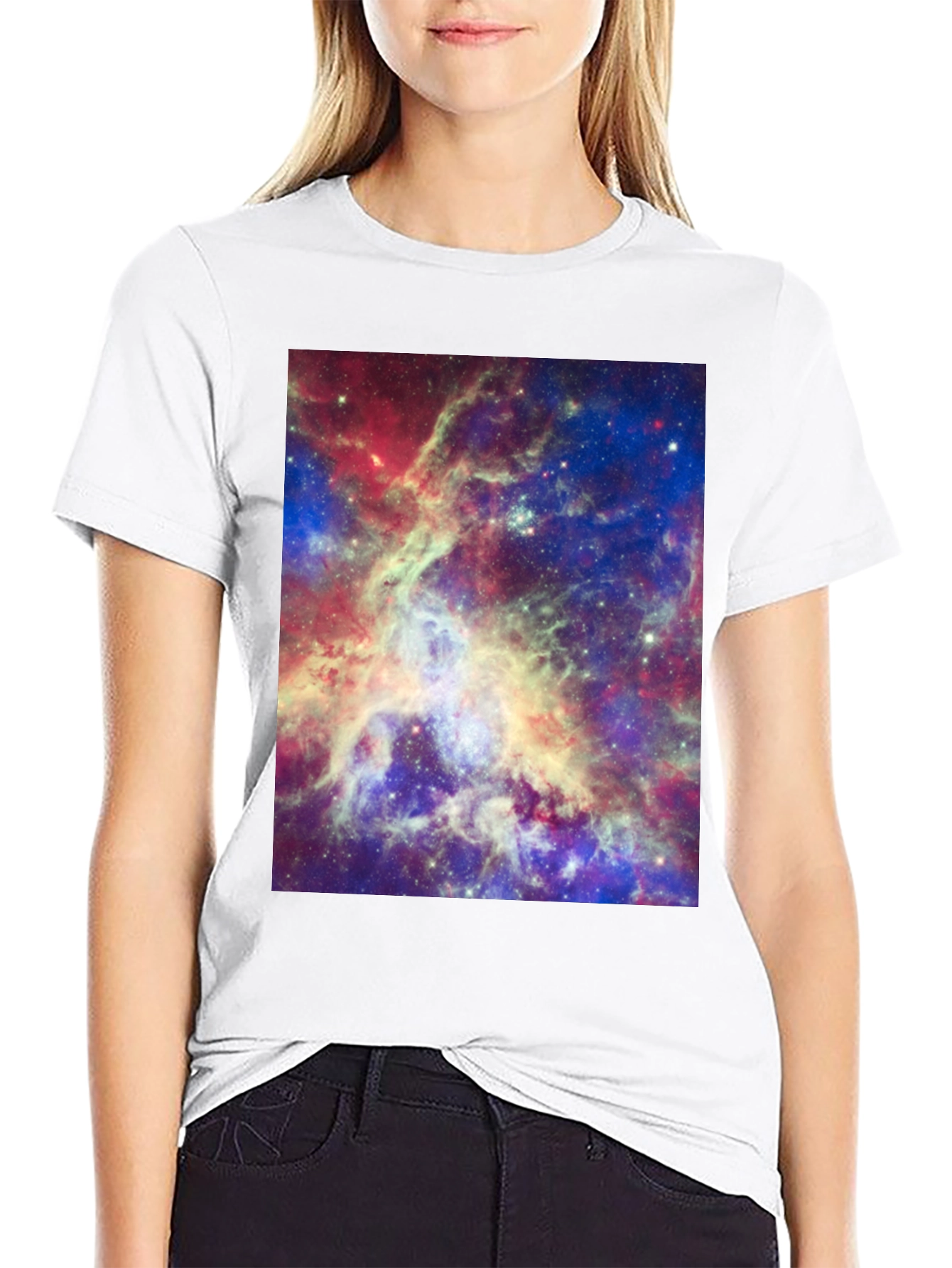 Galaxy Print Tee - Mens Black Cotton T-Shirt