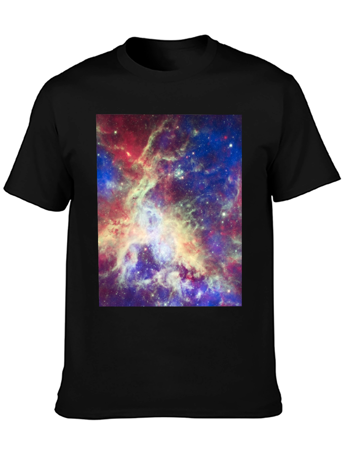 Galaxy Print Tee - Mens Black Cotton T-Shirt