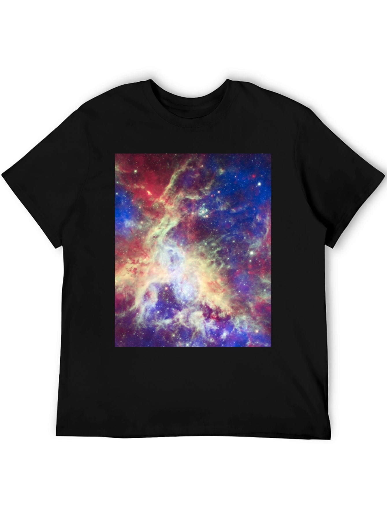 Galaxy Print Tee - Mens Black Cotton T-Shirt