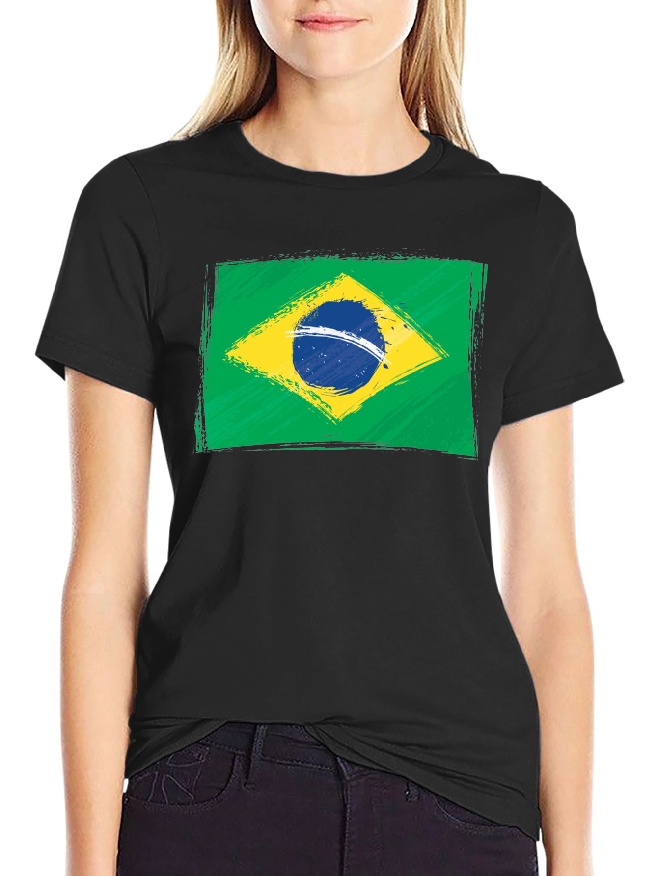 Brazil Flag Graphic T-Shirt - Black
