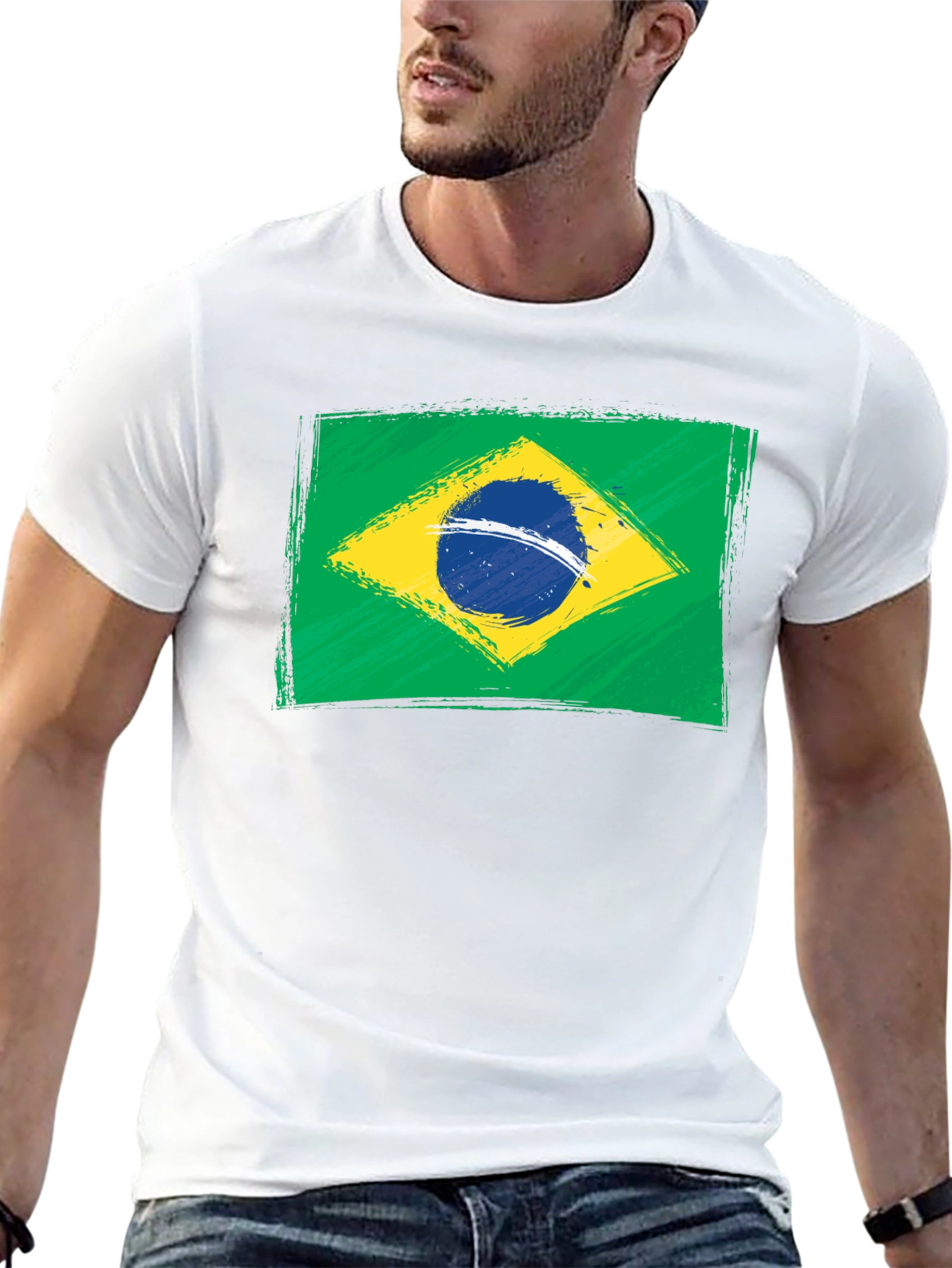 Brazil Flag Graphic T-Shirt - Black