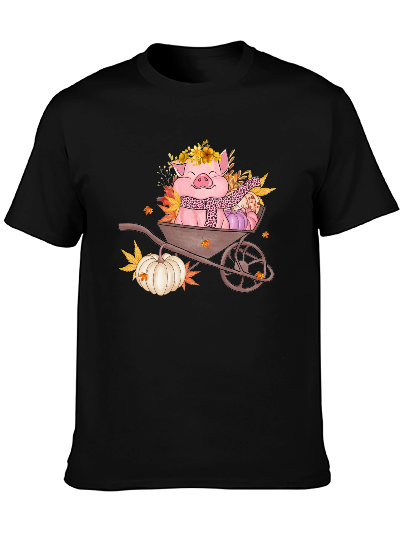 Fall Pig Wheelbarrow Graphic Tee