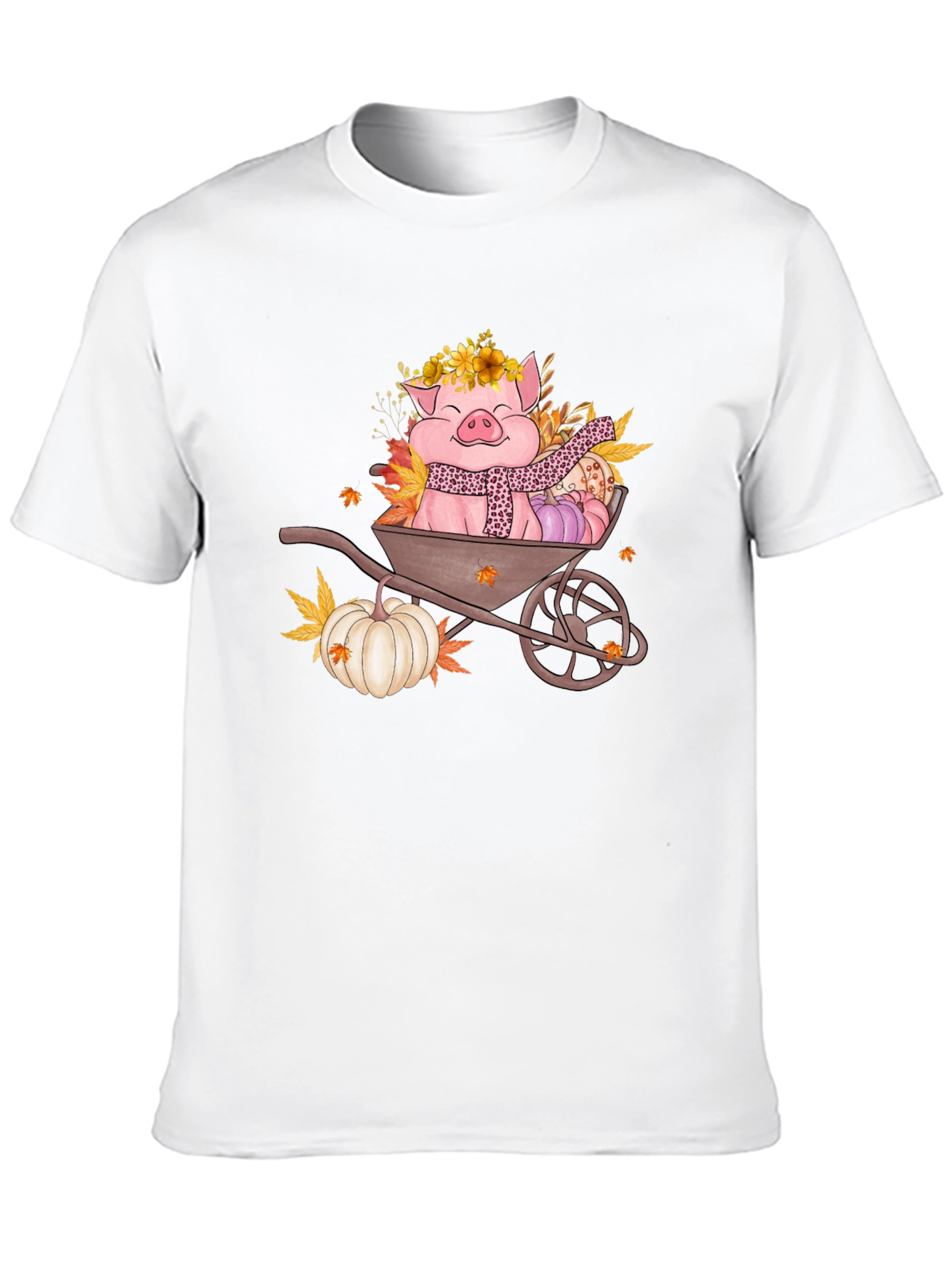 Fall Pig Wheelbarrow Graphic Tee
