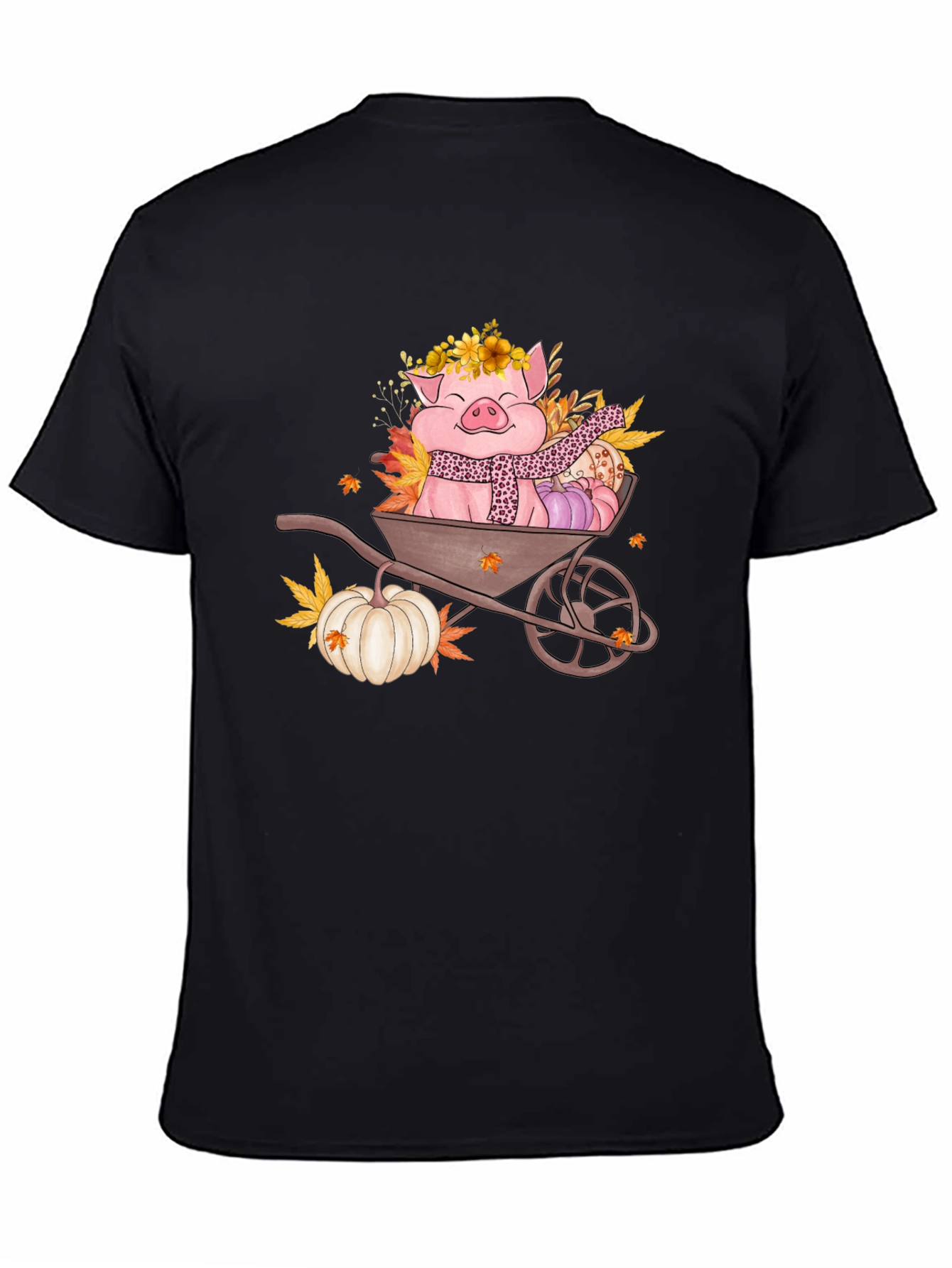 Fall Pig Wheelbarrow Graphic Tee