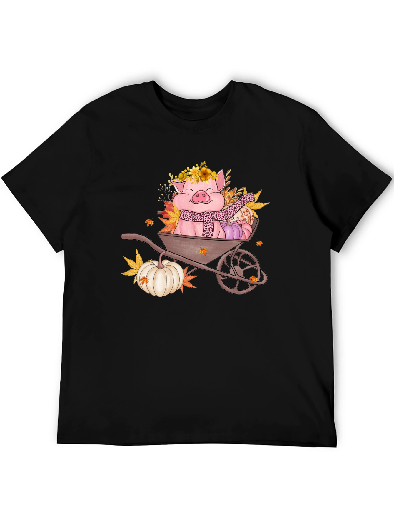 Fall Pig Wheelbarrow Graphic Tee