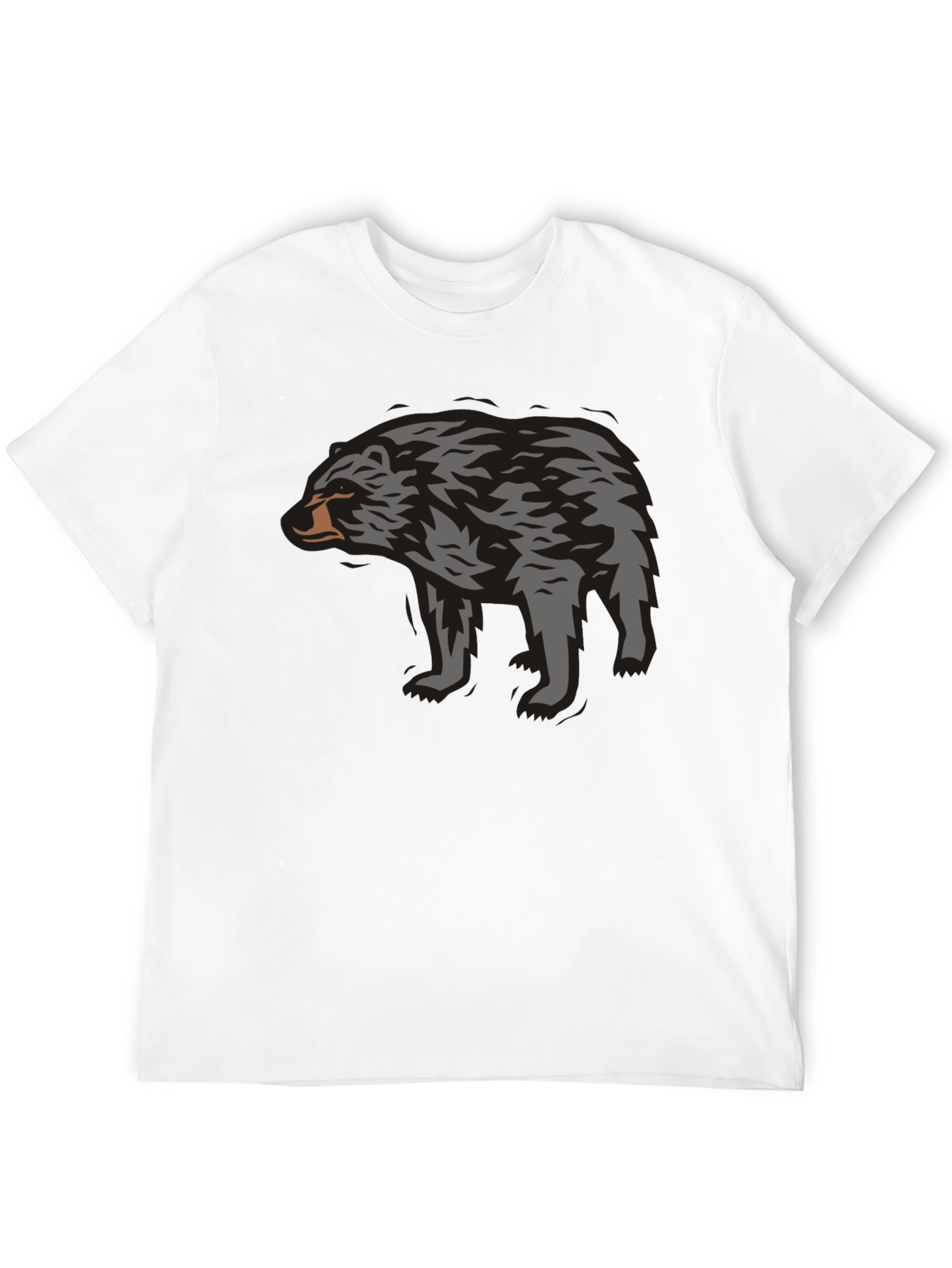 Mens Black Bear Graphic Tee - Stylish Crew Neck