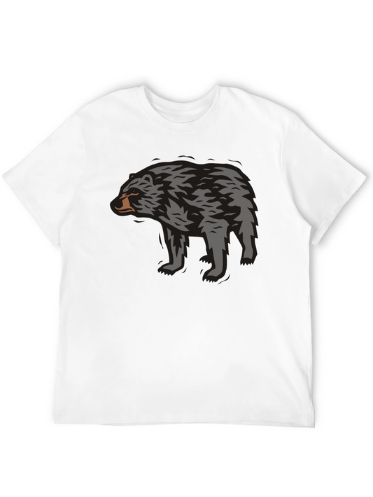 Mens Black Bear Graphic Tee - Stylish Crew Neck