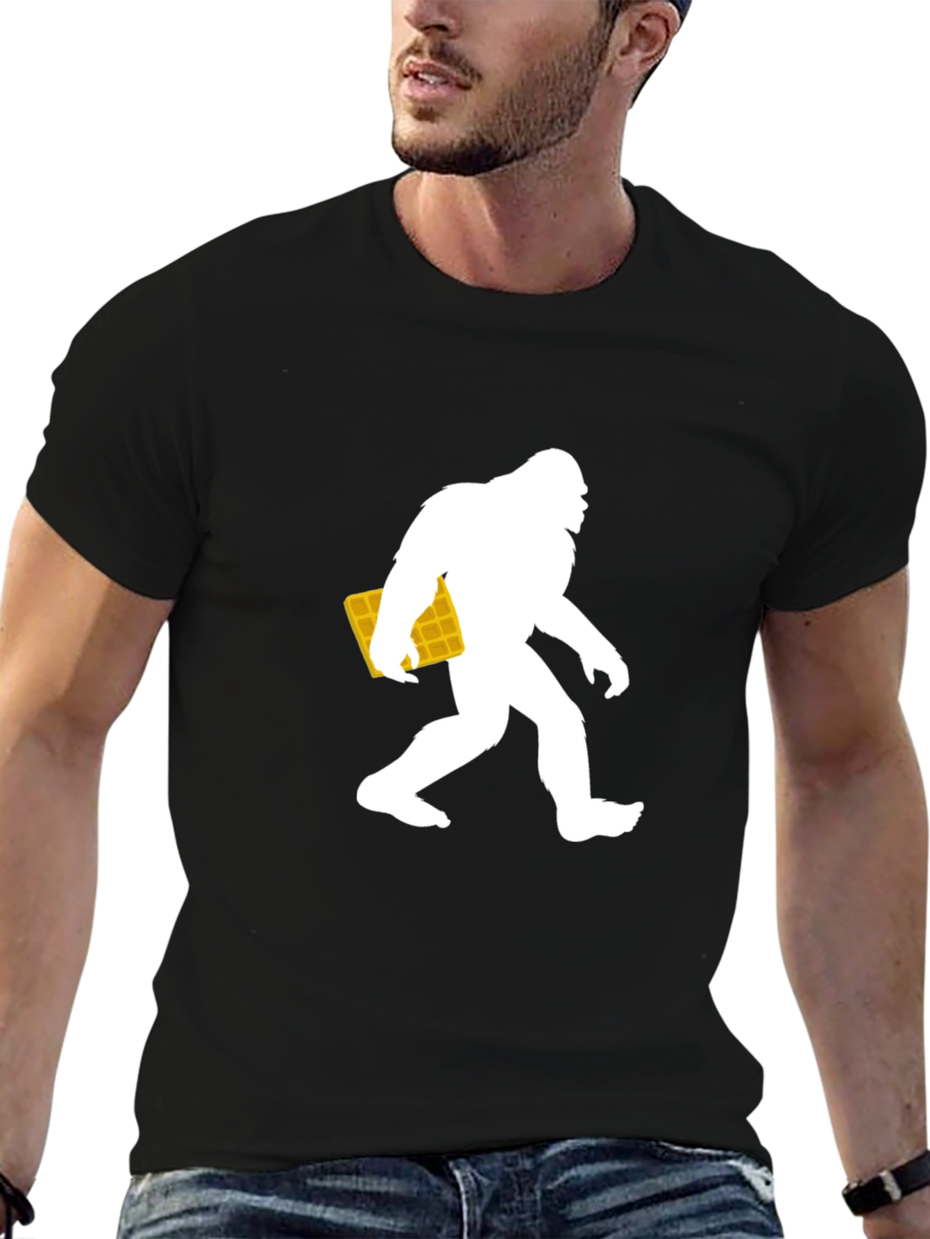 Bigfoot Waffle T-Shirt - Novelty Graphic Tee