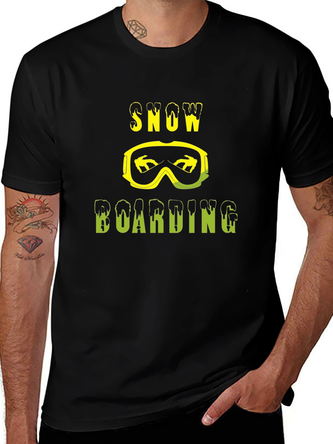 Snowboarding Graphic T-Shirt - Black