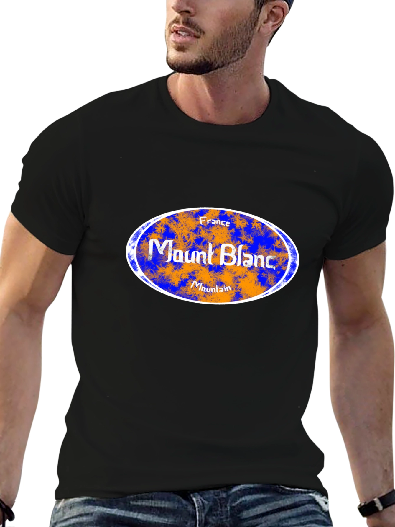 Mount Blanc France Mountain Graphic Tee - Black