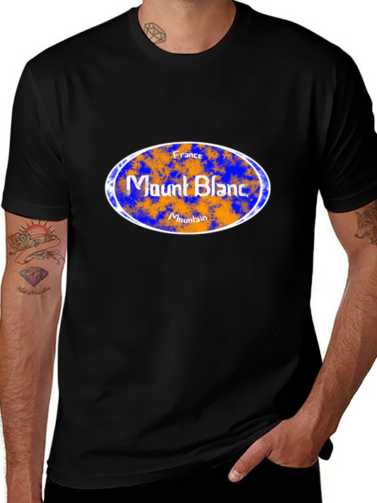 Mount Blanc France Mountain Graphic Tee - Black