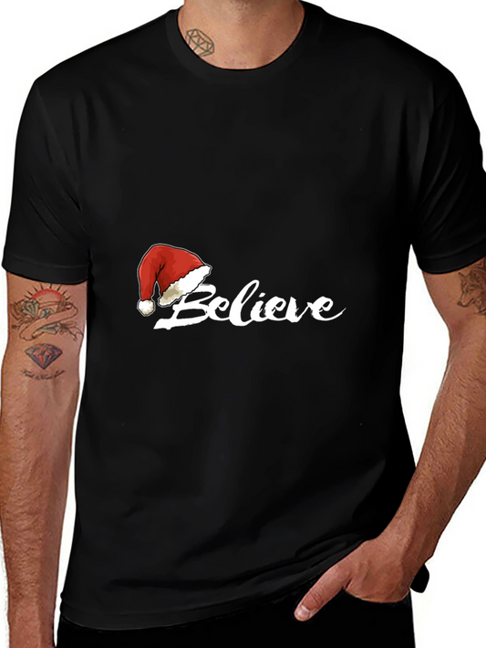 Believe Christmas Santa Hat T-Shirt
