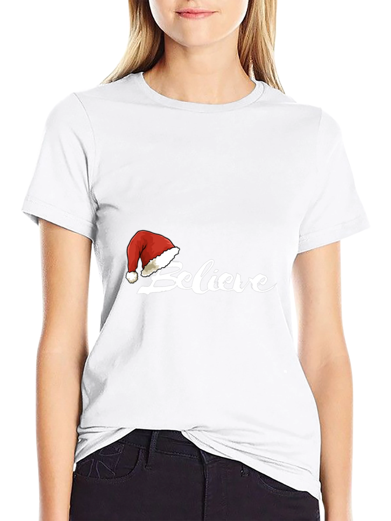Believe Christmas Santa Hat T-Shirt