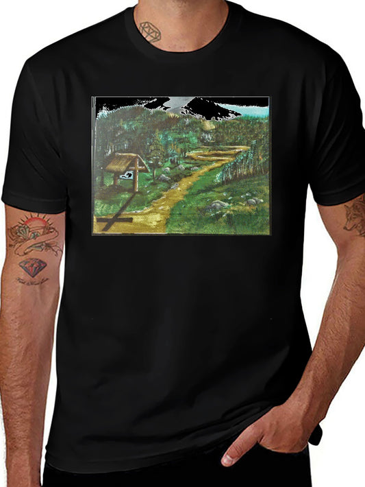 Nature Path Graphic Tee - Black Cotton Blend