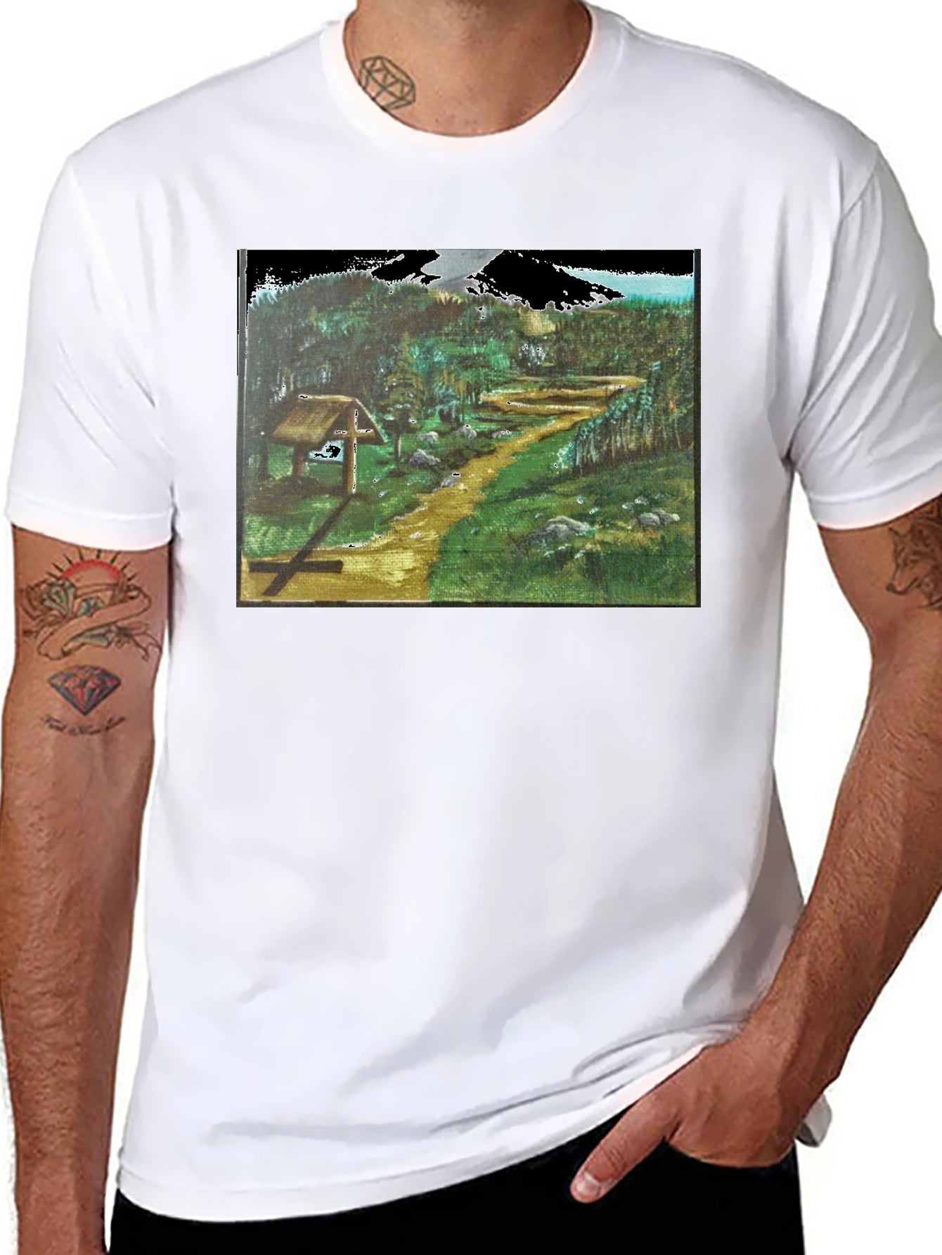 Nature Path Graphic Tee - Black Cotton Blend