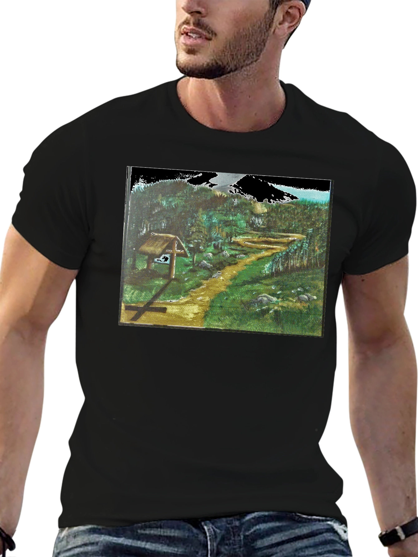 Nature Path Graphic Tee - Black Cotton Blend