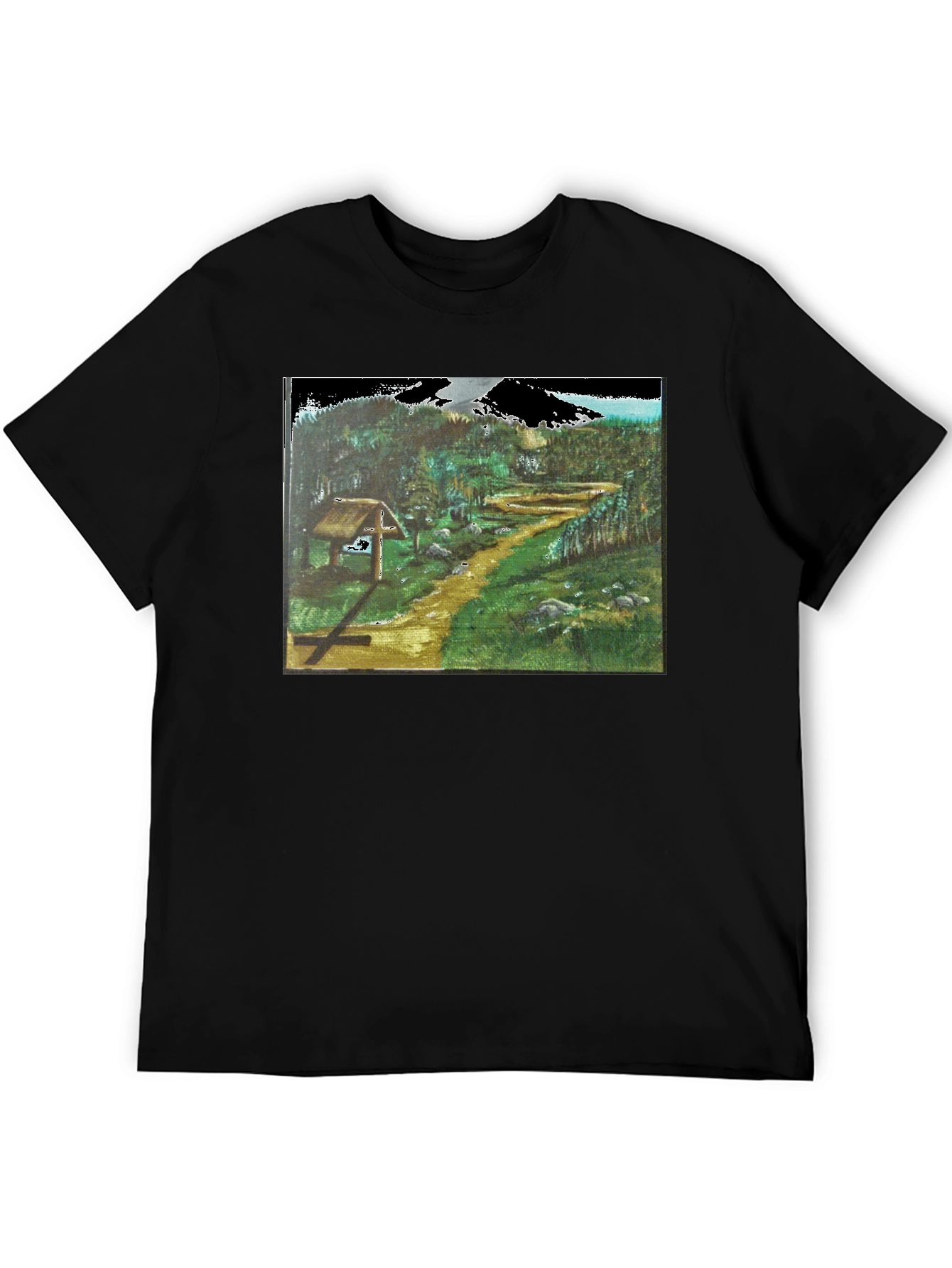 Nature Path Graphic Tee - Black Cotton Blend