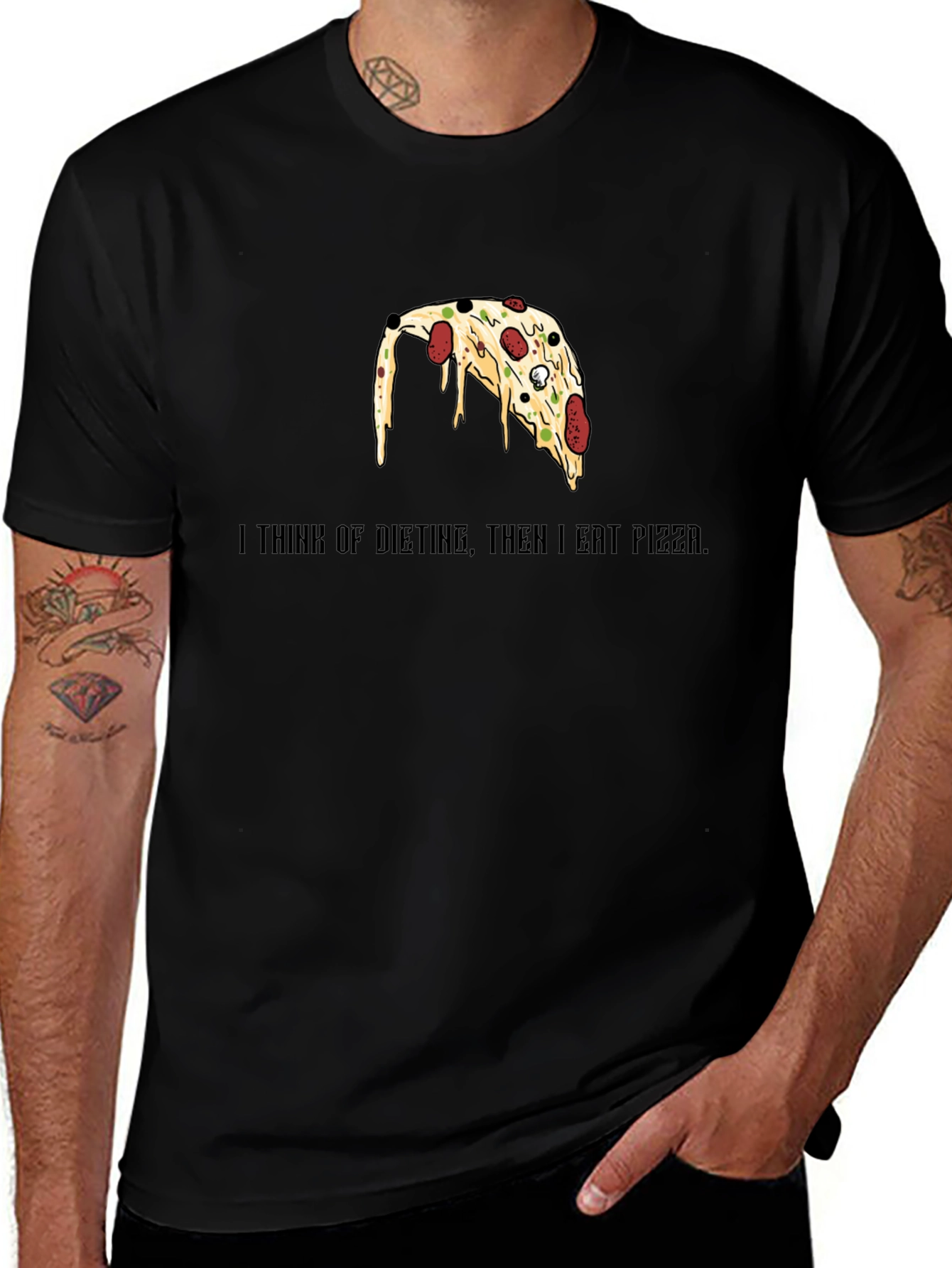 Pizza Lovers Black T-Shirt - Funny Diet Saying