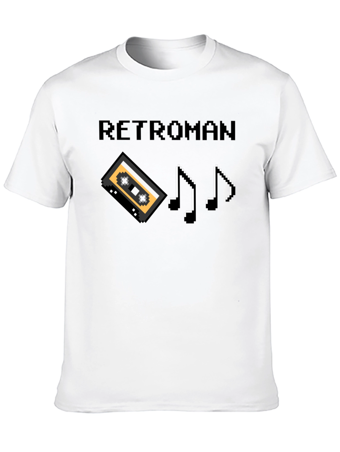 Retroman Retro 8-bit T-Shirt - Cassette & Music Notes