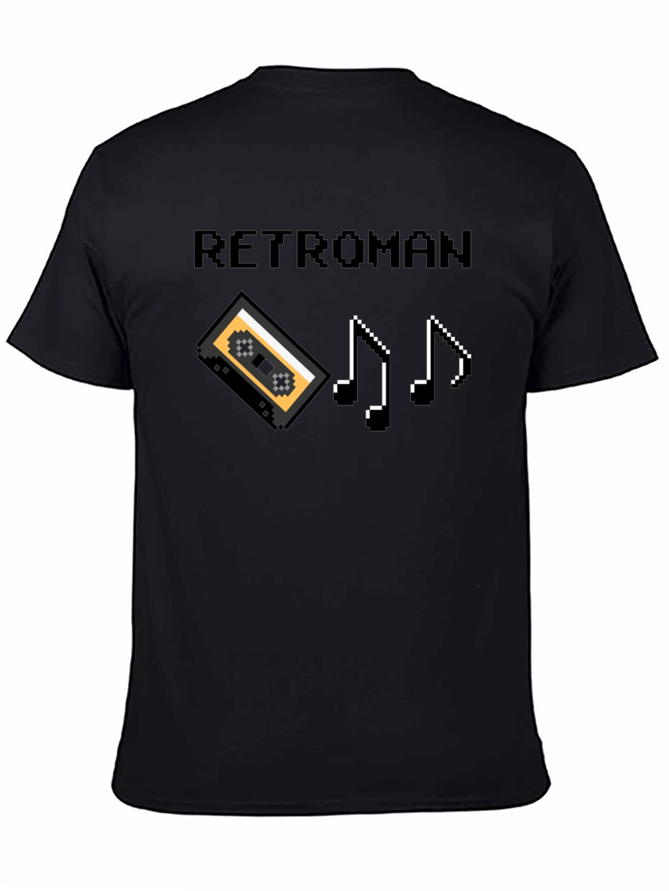 Retroman Retro 8-bit T-Shirt - Cassette & Music Notes