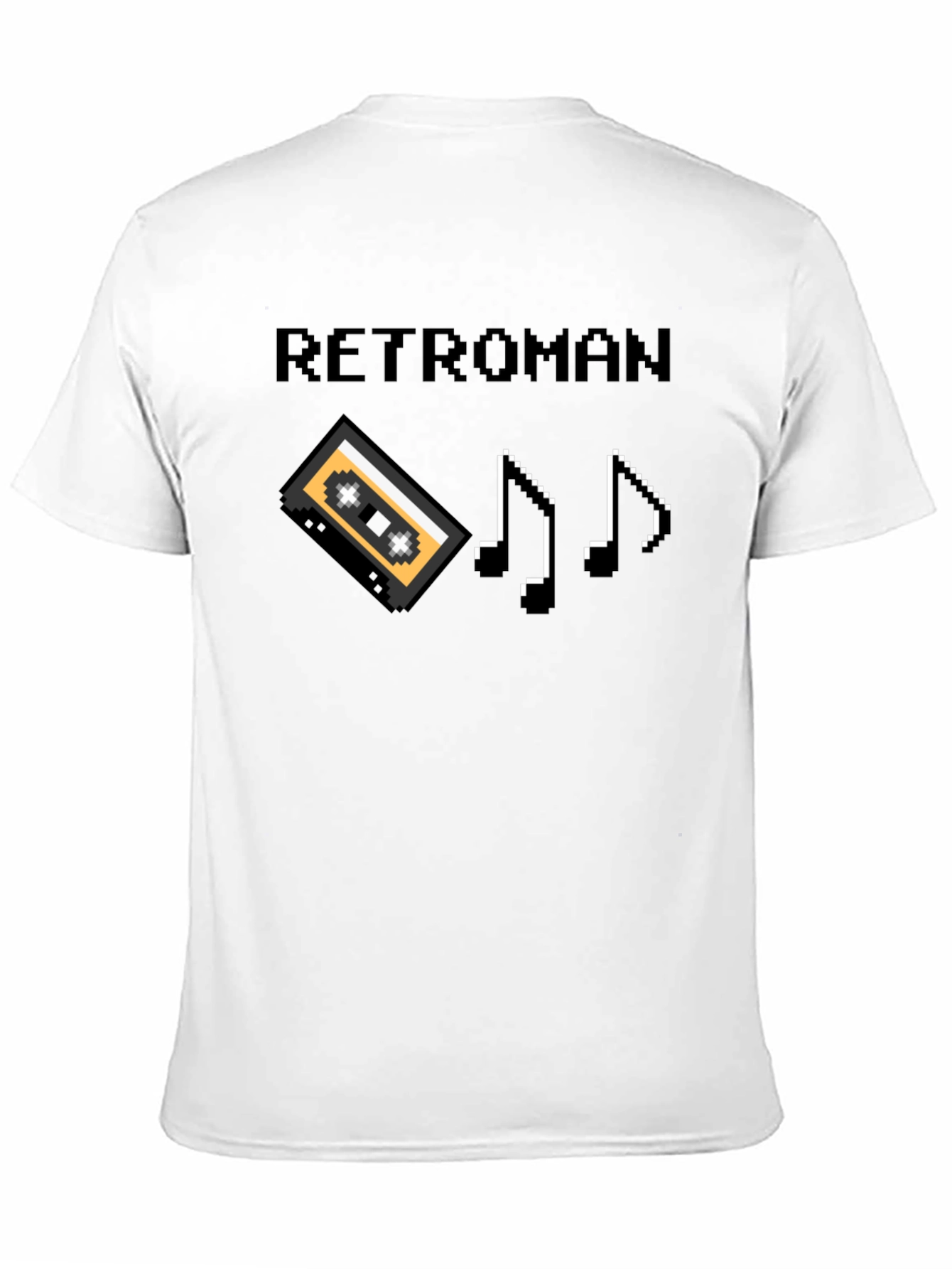 Retroman Retro 8-bit T-Shirt - Cassette & Music Notes