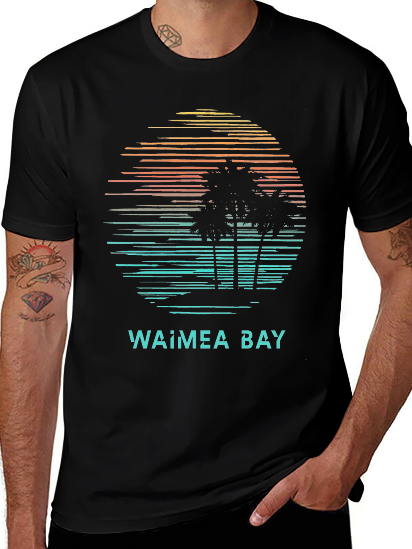 Waimea Bay Sunset T-Shirt: Retro Beach Vibes
